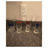 Misc. Bar Glassware and (4) Assorted Bottles of Pop