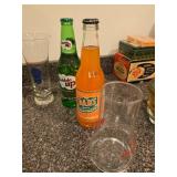 Misc. Bar Glassware and (4) Assorted Bottles of Pop