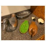 Vintage Duck Pewter and Brass Candy Dish, Duck Candy Dishes Etc.