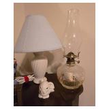 Assorted Home Decor Items, Alarm Clock and Small Lamp