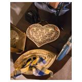 Assorted Home Decor Items, Alarm Clock and Small Lamp