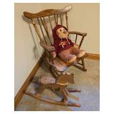Small Rocking Chair, Vintage Rocking Horse and Stuffed Animal