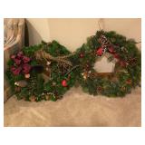 (2) Custom Made Hunting Related Christmas Wreaths, Medium Size