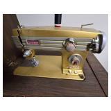 Vintage Gold Zig Zag Sewing Machine and Console