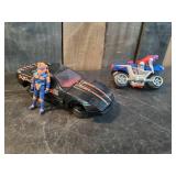 Vintage M.A.S.K. Corvette Called Raven & Action figure Calhoun Burns, and M.A.S.K Vintage Kenner Bullett Street Bike & Action Figure Ali Bombay Great Condition!