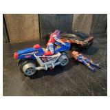 Vintage M.A.S.K. Corvette Called Raven & Action figure Calhoun Burns, and M.A.S.K Vintage Kenner Bullett Street Bike & Action Figure Ali Bombay Great Condition!