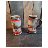 2 Budweiser Steins 1992 No Chips or Cracks