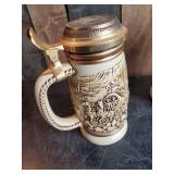 2 Unique Beer Steins in Great Condition one is Tribute to American Armed Forces