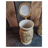 2 Unique Beer Steins in Great Condition one is Tribute to American Armed Forces