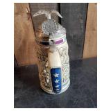 2 Unique Beer Steins in Great Condition one is Tribute to American Armed Forces