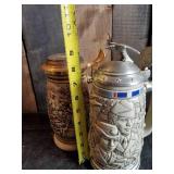 2 Unique Beer Steins in Great Condition one is Tribute to American Armed Forces