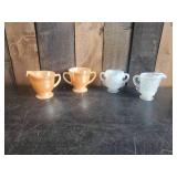 FireKing Cream and Sugar Bowl, and Fenton Cream and Sugar Bowls