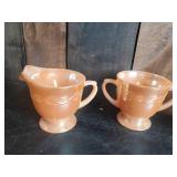 FireKing Cream and Sugar Bowl, and Fenton Cream and Sugar Bowls