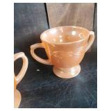 FireKing Cream and Sugar Bowl, and Fenton Cream and Sugar Bowls