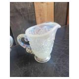 FireKing Cream and Sugar Bowl, and Fenton Cream and Sugar Bowls