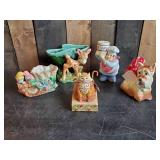 Lot of Misc Planters and other Vintage Décor. Bambi Planter, Love Bird Planter, Parmesan Shaker and more