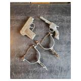 Vintage Toy Lot, Vintage Hawkey Cap Gun, Vintage Toy Spurs, Vintage Toy Texas Revolver