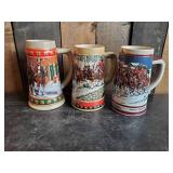 3 Budweiser Steins in Great Condition