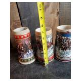 3 Budweiser Steins in Great Condition