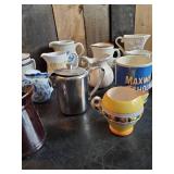 Lot of Various Creamers and Vintage Coffee Cups and others