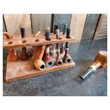 Vintage Pipe Lot with Stand