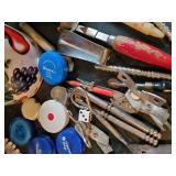 Large Misc Smalls and More Lot Red Owl Sewing kit, Bottle Openers Knives and much Much more