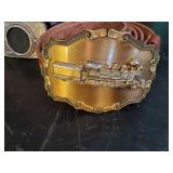 Leather Belt, Buckle, and Wallet Lot Very Nice With Great Detail