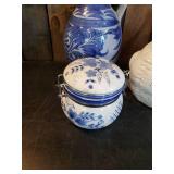 Goose Cookie Jar new in box  Gorgeous Blue Water pitcher, Ceramic Canister `