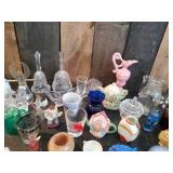 Large Misc Lot of Smalls Glass Bells, Blue Glass Chicken, And MUCH Much More