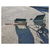 2 Lawn Seeders one Pull behind and one push  Use as is or for garden display/planter