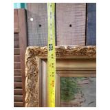 Gorgeous Vintage Lighted original oil Painting in gorgeous Mid Modern ornate Frame