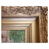 Gorgeous Vintage Lighted original oil Painting in gorgeous Mid Modern ornate Frame