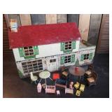 Vintage Metal Doll House with some furniture good condition