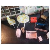 Vintage Metal Doll House with some furniture good condition