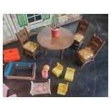 Vintage Metal Doll House with some furniture good condition