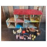 Vintage Metal Doll House with some furniture good condition