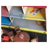 Vintage Metal Doll House with some furniture good condition