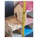 Vintage Metal Doll House with some furniture good condition