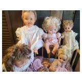 Great Vintage Doll Lot with Vintge Crib , Kewpee Doll, Vintage Beanie Baby, and Many Many More