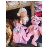 Great Vintage Doll Lot with Vintge Crib , Kewpee Doll, Vintage Beanie Baby, and Many Many More