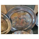 Various Sized and Kinds of Silver Platters, includes Reed and Barton Damascene Collectors Plates