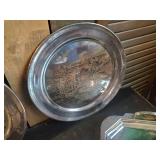 Various Sized and Kinds of Silver Platters, includes Reed and Barton Damascene Collectors Plates
