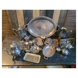 Silver Platter, and various other silver items including butter Dish Silverware and more