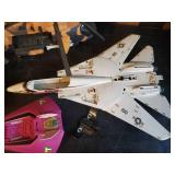 Vintage Gi Joe toys, Skystiker XP-14F Combat Jet, Tomahawk Helicopter, a Lex Doar 7 Assault Ship, and A Cobra Sea Ray Air Attack Craft