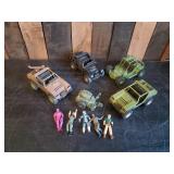 5 Gi Joe Action Figures & Various Gi Joe Jeeps Cobra Stinger V.A.M.P. Mark II, Gi Joe VAMP Attack Vehicle and more