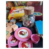 Vintage Game and Book Lot Peter Rabbit, Cooties, Wooden A, B, C