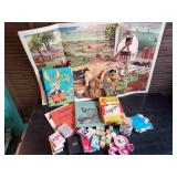 Vintage Game and Book Lot Peter Rabbit, Cooties, Wooden A, B, C
