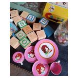 Vintage Game and Book Lot Peter Rabbit, Cooties, Wooden A, B, C