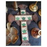 Brass Lot of Various Items  Decorative Cross