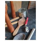 Various Vintage Lot of Items, Curling Iron, Hand Mirror, Wood Carved Pelican and much More